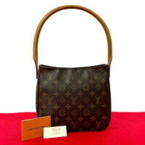 Louis Vuitton Looping Monogram Leather Hobo Shoulder Bag Brown